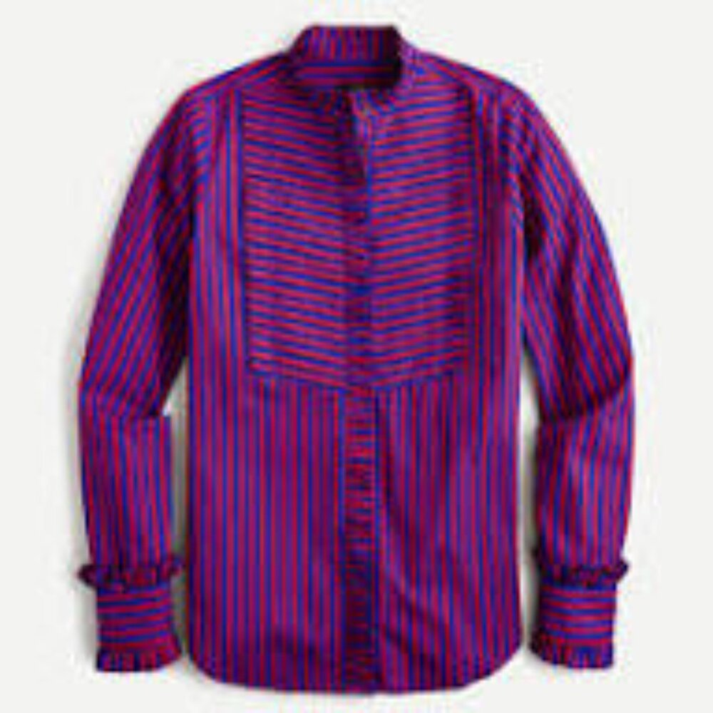 J. Crew Ruffle-trim Tuxedo Shirt-NWT-Medium